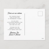 Nieuw Adres Sandy Snowman op Fancy Manuscript Beac Feestdagenkaart (Achterkant)