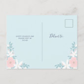 Nieuw adres | Schattigee Blauwe Pastel Bloemen Ver Aankondigingskaart (Achterkant)