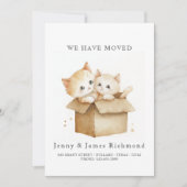 Nieuw Adres Schattigee Katten in Kartonnen Doos Aankondiging (Voorkant)