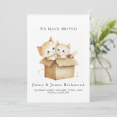 Nieuw Adres Schattigee Katten in Kartonnen Doos Aankondiging (Staand voorkant)
