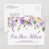 Nieuw Adres script belettering paarse bewegen Briefkaart (Voorkant / Achterkant)