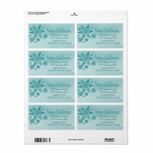 Nieuw adres: Sneeuwflake Holiday-adreslabel Etiket (Full Sheet)