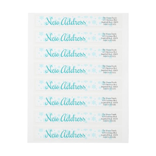 Nieuw adres Snowflake wraparound-etiket (Vel)