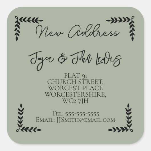 Nieuw adres Sticker Wijzig adres sticker (Voorkant)