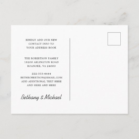 Nieuw adres Stusty Pink Floral Eucalyptus Moving Aankondigingskaart (Achterkant)