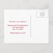 Nieuw Adres Sweet en Elegant Rood en Zilver Hart Aankondigingskaart (Achterkant)