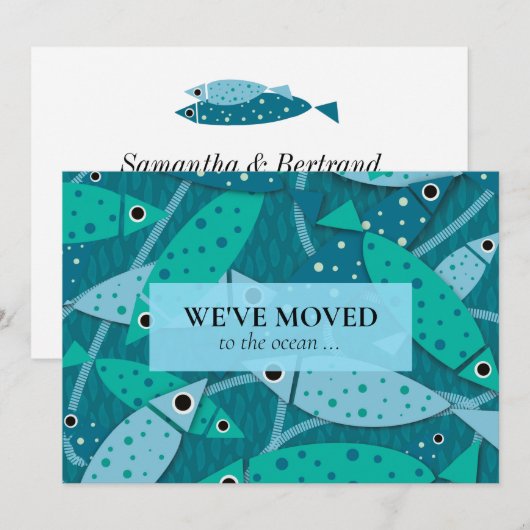 Nieuw Adres Tropisch Vissenpatroon Aankondiging (Voorkant / Achterkant)