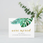 Nieuw adres Tropische palmen verplaatsen Aankondigingskaart (Staand voorkant)