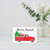 Nieuw adres  Truck met kerstcadeaus Visitekaartje (Staand voorkant)