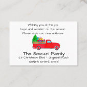 Nieuw adres  Truck met kerstcadeaus Visitekaartje (Achterkant)