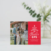 Nieuw adres twee foto rode kerst feestdagenkaart (Staand voorkant)