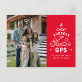 Nieuw adres twee foto rode kerst feestdagenkaart (Voorkant)