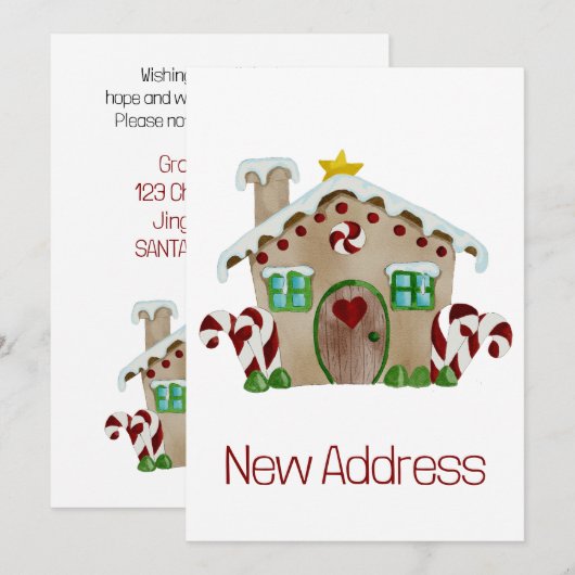 Nieuw adres uitnodiging Gingerbrood House (Voorkant / Achterkant)