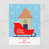 Nieuw adres Vakantie Bewegende Aankondiging Sleigh Briefkaart (Voorkant)