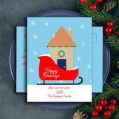 Nieuw adres Vakantie Bewegende Aankondiging Sleigh Briefkaart