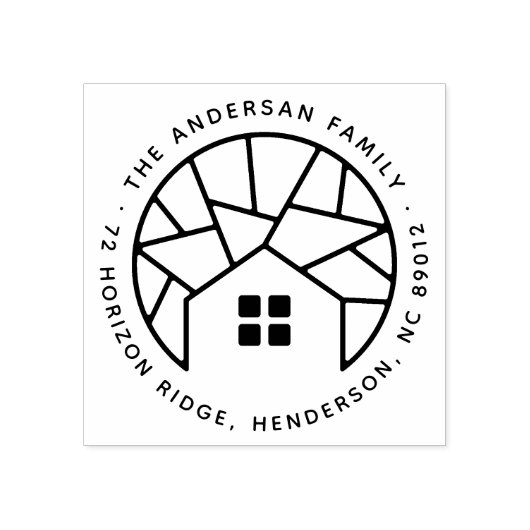 Nieuw Adres van Huis Boom Familie Naam Retouradres Rubberstempel (Afrduk)