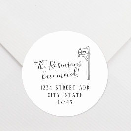 Nieuw adres Verhuisaankondiging Retouradres Ronde Sticker