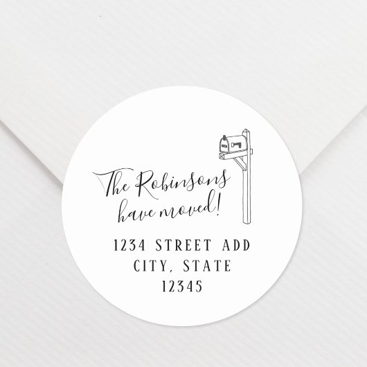 Nieuw adres Verhuisaankondiging Retouradres Ronde Sticker