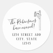 Nieuw adres Verhuisaankondiging Retouradres Ronde Sticker (Voorkant)