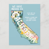 NIEUW ADRES Verhuisd naar California State Map Briefkaart (Voorkant)