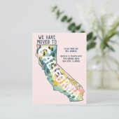 NIEUW ADRES Verplaatst naar California State Map Briefkaart (Staand voorkant)