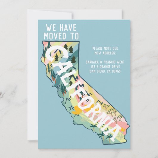 NIEUW ADRES Verplaatst naar California State Map Kaart (Voorkant)