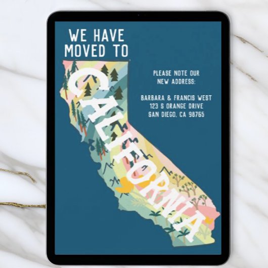 NIEUW ADRES Verplaatst naar California State Map Kaart