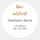 Nieuw adres verplaatst ronde sticker (Voorkant)
