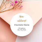 Nieuw adres verplaatst ronde sticker