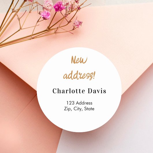 Nieuw adres verplaatst ronde sticker