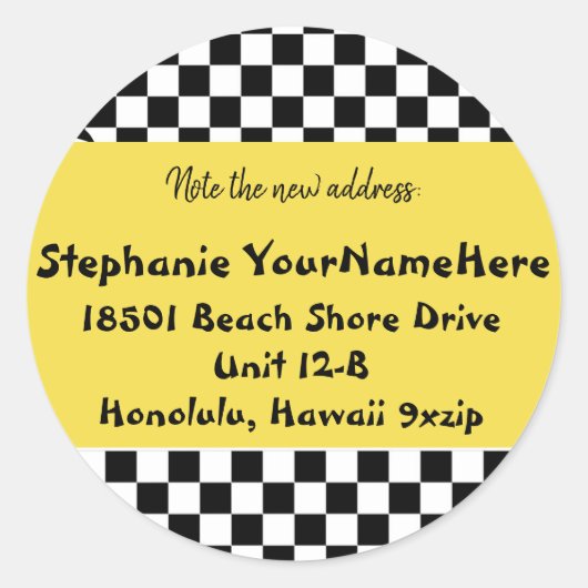 Nieuw adres Vet Taxi Kleur Ronde Sticker (Voorkant)