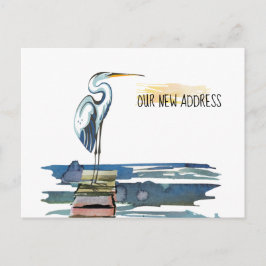 Nieuw adres Waterfront Great Blue Heron Moving Aankondigingskaart