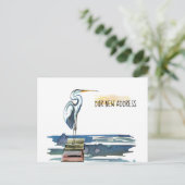 Nieuw adres Waterfront Great Blue Heron Moving Aankondigingskaart (Staand voorkant)