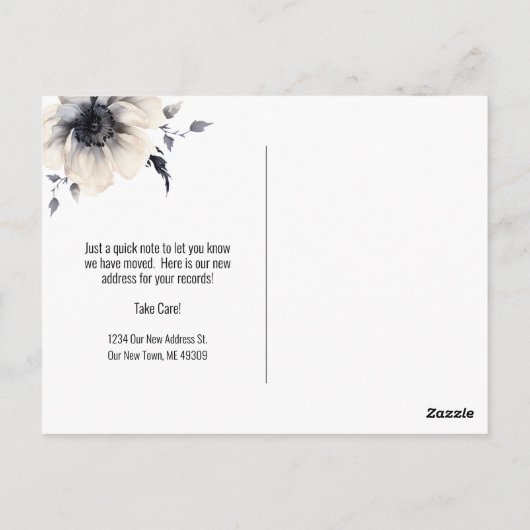 Nieuw adres Waterverf Bloemen Verhuisaankondiging Briefkaart (Achterkant)