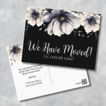 Nieuw adres Waterverf Bloemen Verhuisaankondiging Briefkaart<br><div class="desc">Een prachtige bewegende aankondigingskaart. Laat je vrienden en familie weten dat je verhuisd bent en een adreswijziging hebt. Schattige en eenvoudig modern zwart-wit bloemontwerp. Een klassieke maar grillige uitstraling met zwarte, grijze en crèmekleurige bloemen met scripttypografie en moderne belettering. Bewerk alle tekst naar uw eigen informatie. Je kunt zelfs de...</div>
