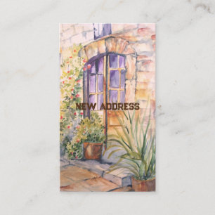 Nieuw adres  waterverf deur informatiekaartje