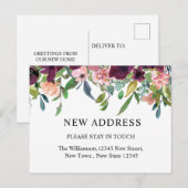 Nieuw adres | Waterverf Floral en Griekenland Briefkaart (Voorkant / Achterkant)