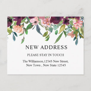 Nieuw adres   Waterverf Floral en Griekenland Briefkaart