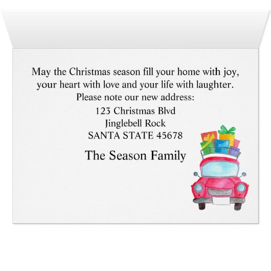 Nieuw adres waterverf kerstkaart (Binenzijde Horizontaal (Onderkant))