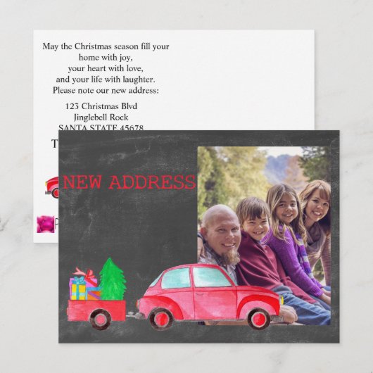 Nieuw adres waterverf kerstkaart briefkaart (Voorkant / Achterkant)