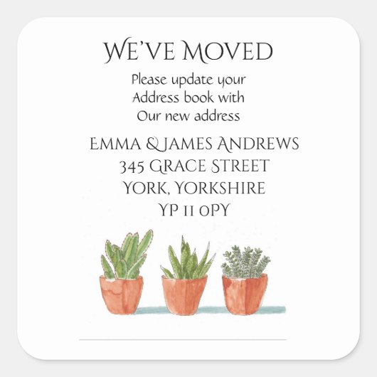 Nieuw adres We hebben aangekondigde Stickers verpl (Voorkant)