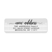 Nieuw adres We hebben Bewegend Bewegende Grijze Om Etiket (Voorkant)