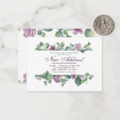 Nieuw adres We hebben Botanische Eucalyptus verpla Notitiekaartje (Voorkant / Achterkant in situ)