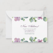 Nieuw adres We hebben Botanische Eucalyptus verpla Notitiekaartje (Achterkant)