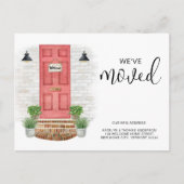 Nieuw adres We hebben Waterverf Rode voordeur verp Aankondigingskaart (Voorkant)