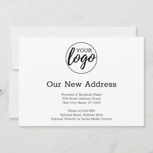 Nieuw adres Wijziging met wit bedrijfslogo Aankondiging (Voorkant)