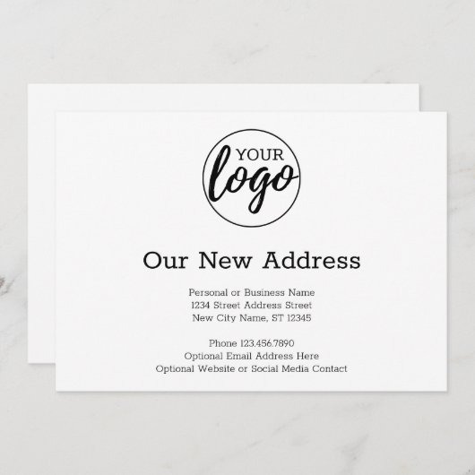 Nieuw adres Wijziging met wit bedrijfslogo Aankondiging (Voorkant / Achterkant)