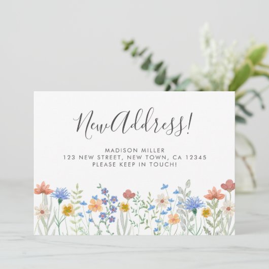 Nieuw adres Wildflowers Bewegende Aankondiging (Staand voorkant)