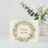 Nieuw adres Winter Christmas Robin briefkaart (Staand voorkant)