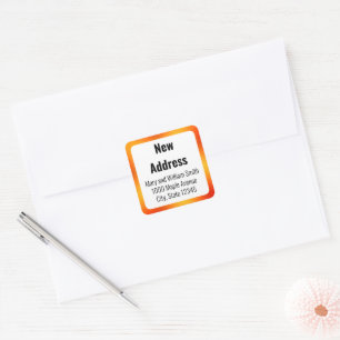 Nieuw Adres Wit en Oranje Verhuisbericht Vierkante Sticker